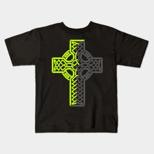 Celtic Cross of green and gray Kids T-Shirt